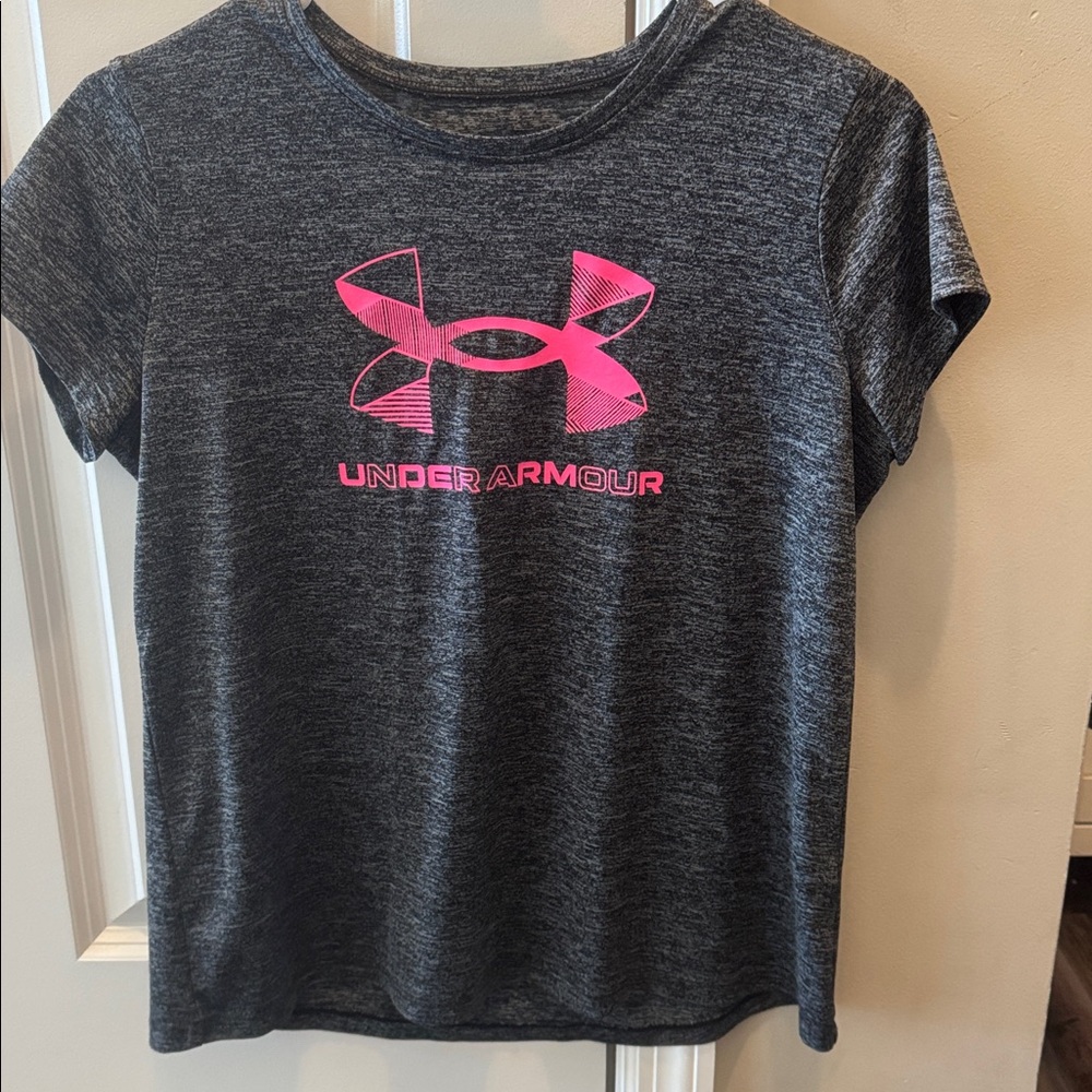 Under Armour Kids Charcoal and Pink Tee